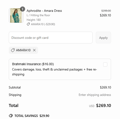 proof of working Brahmaki discount codes AMARA10