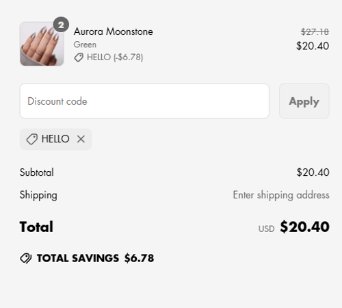 proof of working VSALON discount codes HELLO