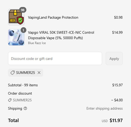 proof of working Vapingland coupon codes SUMMER25