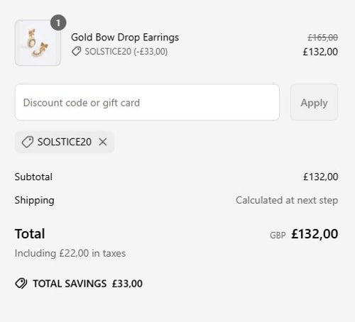 proof of working SORU JEWELLERY discount codes SOLSTICE20