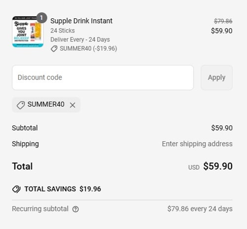 proof of working Supple coupon codes SUMMER40