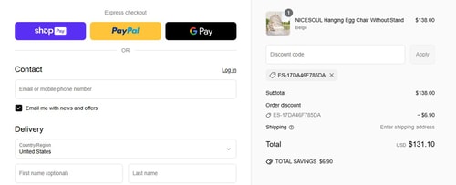 proof of working Nicesoul Furniture discount codes ES-17DA46F785DA