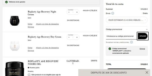 proof of working Helena Rubinstein c&oacute;digos promocionales HRREPLASTY