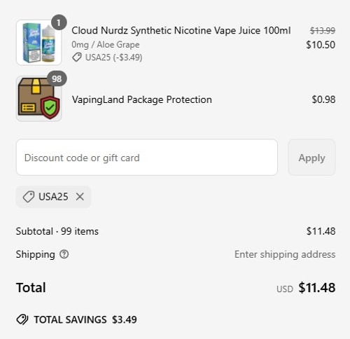proof of working Vapingland coupon codes USA25