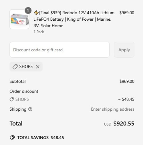 proof of working Redodo Power coupon codes SHOP5
