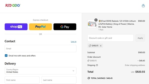 proof of working Redodo Power coupon codes EARLY5