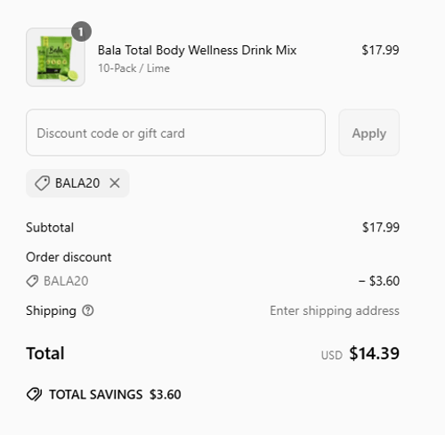 proof of working Bala Enzyme coupon codes BALA20