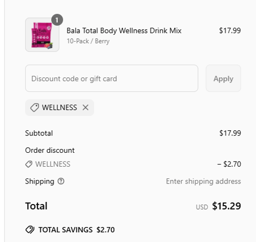 proof of working Bala Enzyme coupon codes WELLNESS