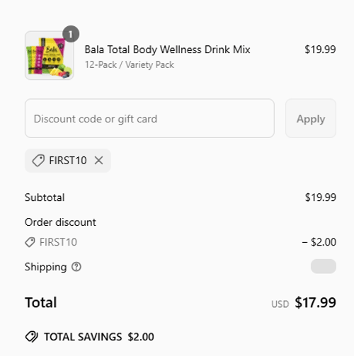 proof of working Bala Enzyme coupon codes FIRST10