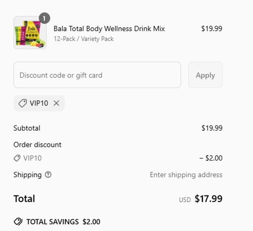 proof of working Bala Enzyme coupon codes VIP10