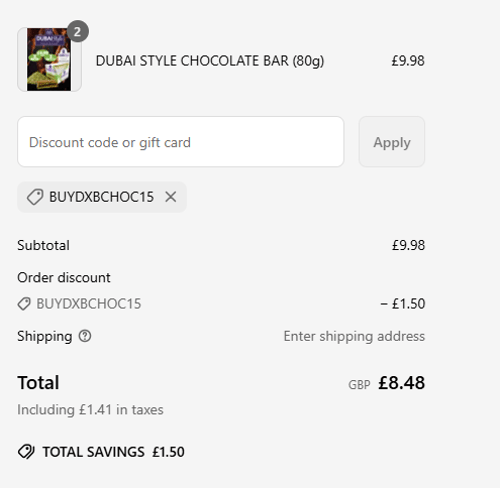 proof of working DXB CHOC coupon codes BUYDXBCHOC15