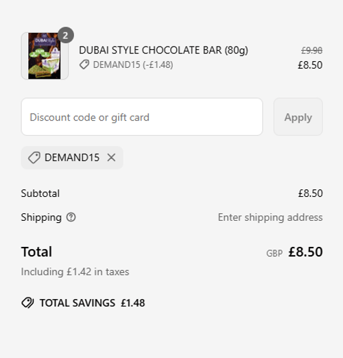 proof of working DXB CHOC coupon codes DEMAND15