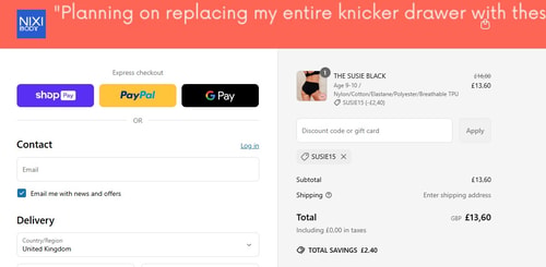 proof of working NIXI Body discount codes SUSIE15