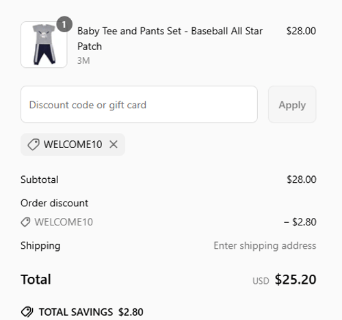 proof of working Baby Steps and Mish Kids coupon codes WELCOME10
