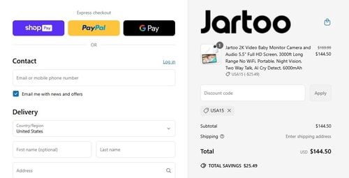 proof of working Jartoo coupon codes USA15