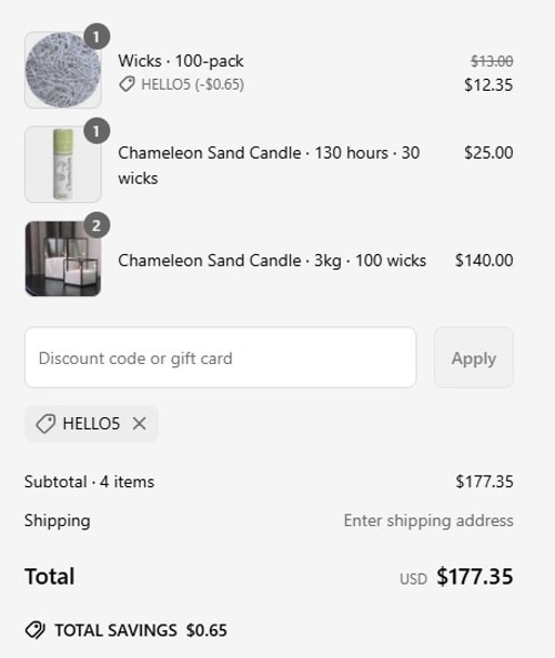 proof of working Chameleon Sand Candle coupon code HEL✱✱✱