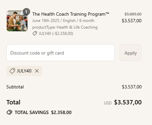 proof of working Institute for Integrative Nutrition discount codes JULY40