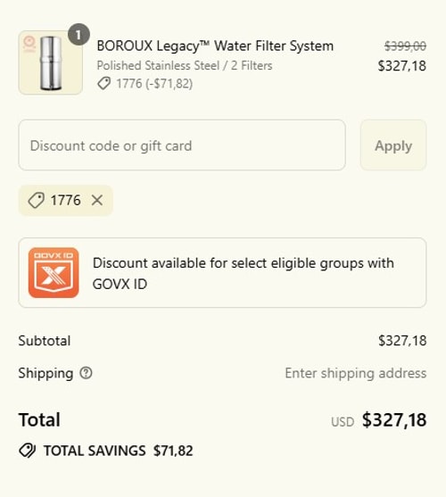 proof of working BOROUX discount codes 1776