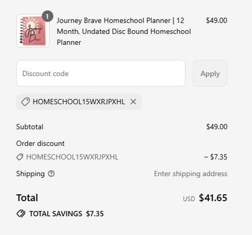 proof of working Homeschool Planning Co. coupon codes HOMESCHOOL15WXRJPXHL
