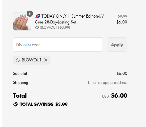 proof of working VSALON discount codes BLOWOUT