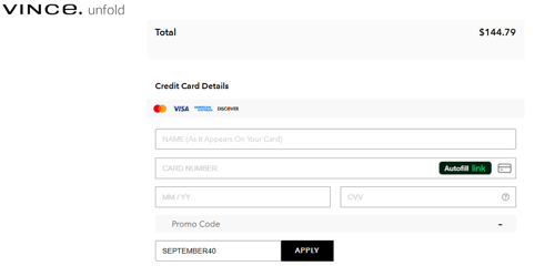 proof of working Vince Unfold promo codes SEPTEMBER40