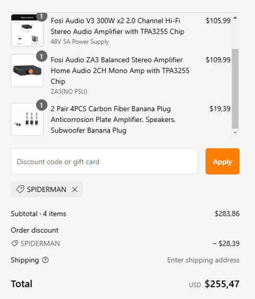 proof of working Fosi Audio coupon codes SPIDERMAN