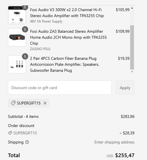 proof of working Fosi Audio coupon codes SUPERGIFT15