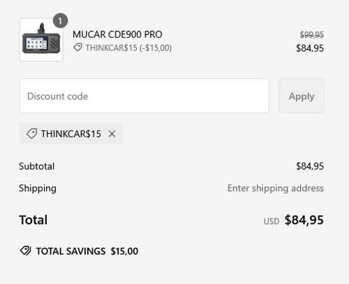proof of working ThinkCar coupon codes THINKCAR$15