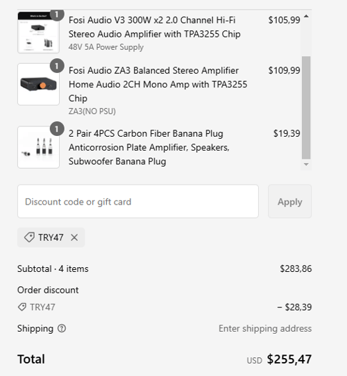 proof of working Fosi Audio coupon codes TRY47