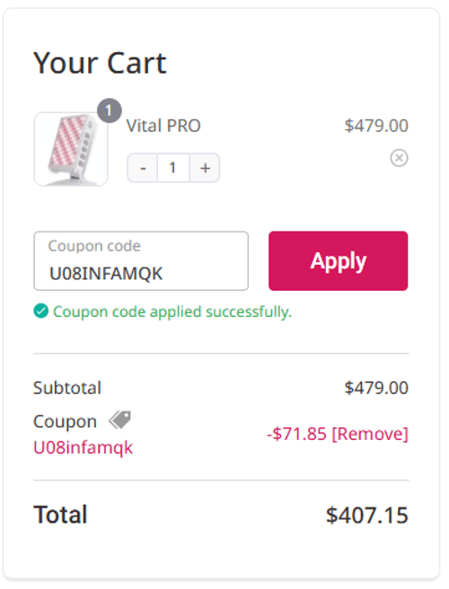 proof of working Vital Red Light discount codes U08INFAMQK