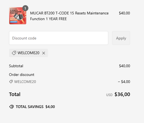 proof of working ThinkCar coupon codes WELCOME20