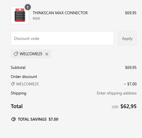 proof of working ThinkCar coupon codes WELCOME25