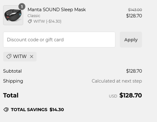 proof of working Manta Sleep discount codes WITW