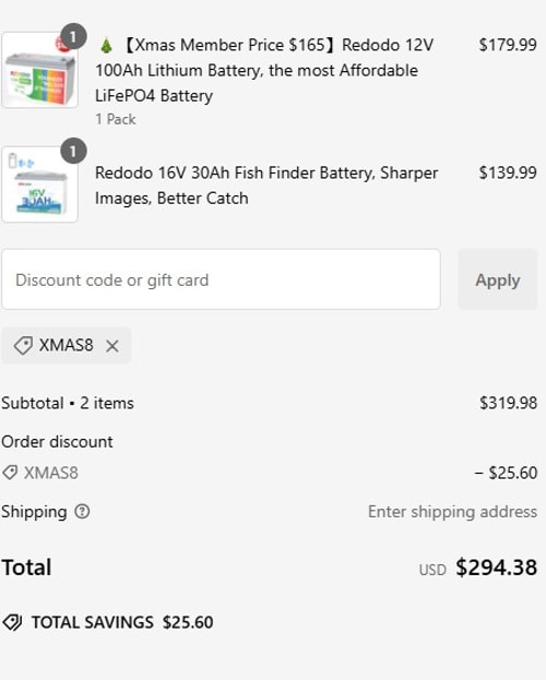 proof of working Redodo Power coupon codes XMAS8