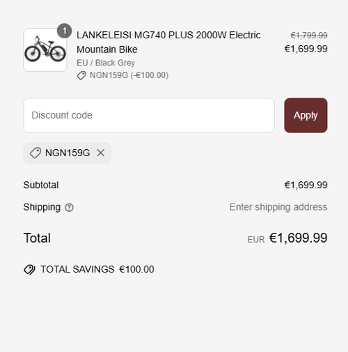 proof of working GOGOBEST BIKES coupon code NGN159G