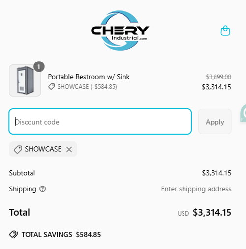 proof of working Chery Industrial coupon code SHOWCASE