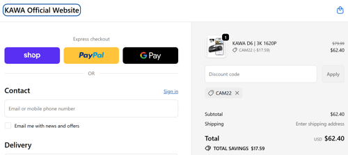 Ordered second with 22% off discount code: CAM22