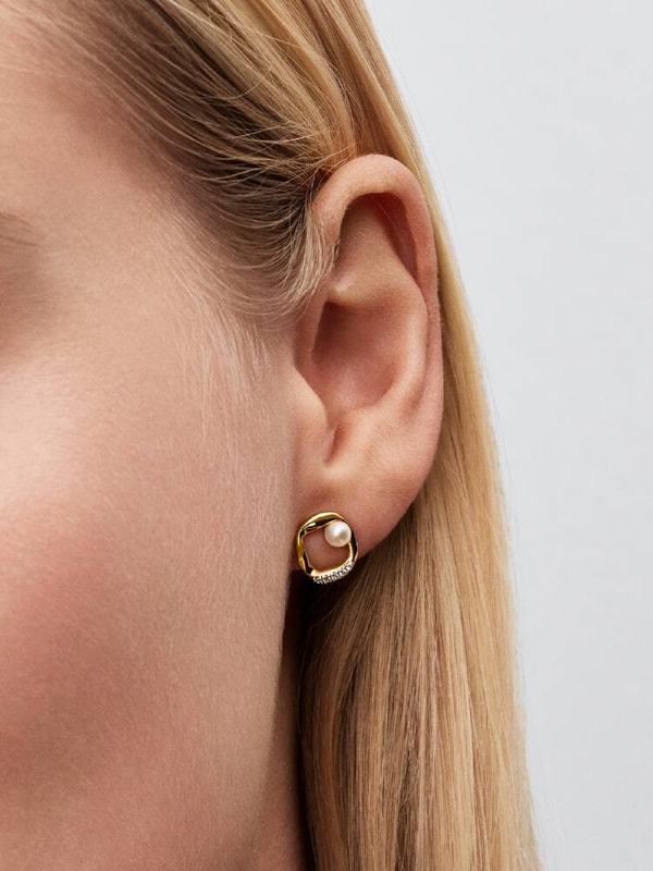 Pandora Organically Shaped Pav&eacute; Circle & Treated Freshwater Cultured Pearl Stud Earrings Review