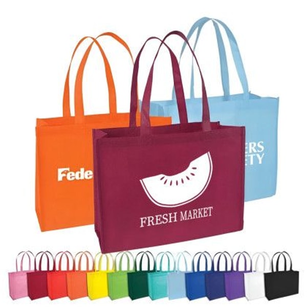 4AllPromos Imprinted Eco-Friendly Non-Woven Shopping Tote Bag - Medium Size Avis