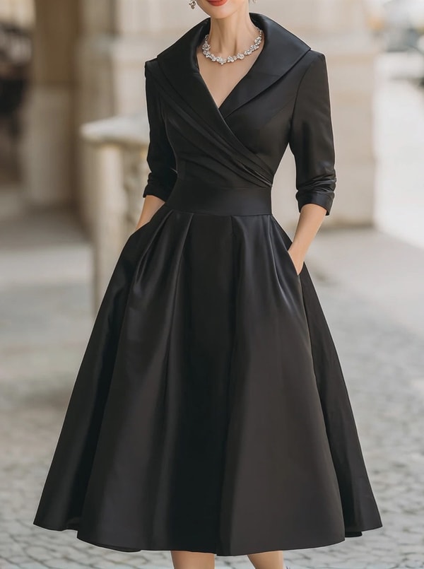 Mooyius Vintage-Inspired Satin Midi Dress With Draped Collar Review