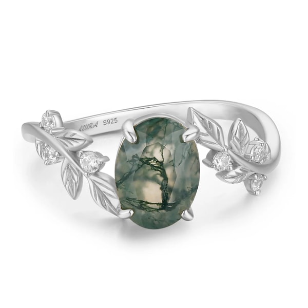Azura Jewelry Between the Leaf Oval Moss Agate Ring Reviews