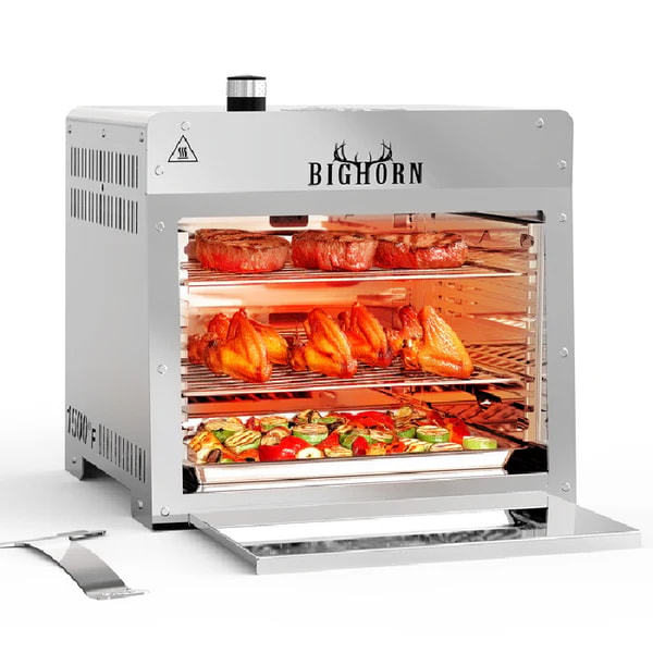 Big Horn Outdoors 1500℉ Portable Infrared Steak Grill with Pizza Stone, Stainless Steel 16 Inch Reviews