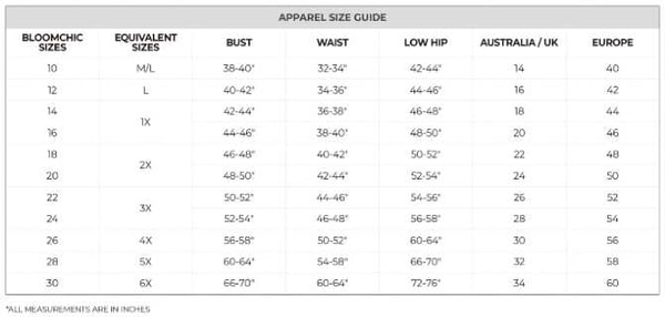 BloomChic Review: BloomChic Sizing Guide