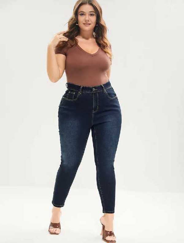 BloomChic Review: BloomChic Skinny Very Stretchy High Rise Dark Wash Gap Proof Jeans Reviews