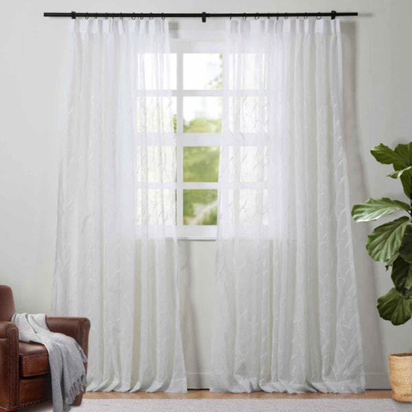 TWOPAGES Curtains Review: TWOPAGES Curtains Florida Embossed White Sheer Curtain Pleated Reviews