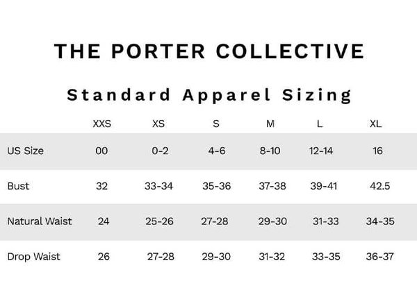 The Porter Collective Review: The Porter Collective Size Chart