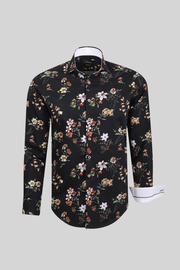 Actual Couture Printed Satin 100% Cotton Slim Fit Shirt Model 25-037 Beoordeling