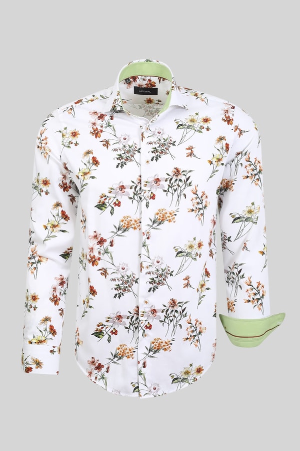 Actual Couture Printed Satin 100% Cotton Slim Fit Shirt Model 25-036 Beoordeling
