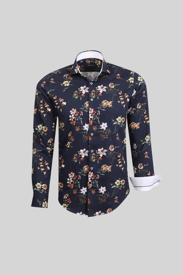 Actual Couture Printed Satin 100% Cotton Slim Fit Shirt Model 25-035 Beoordeling
