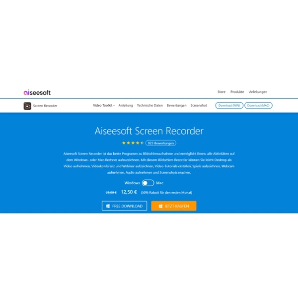 Aiseesoft Screen Recorder Bewertung